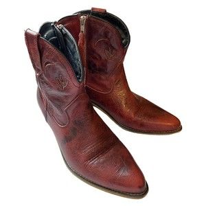 Dingo Boots Womens Size 10 DI695 RED Adobe Rose Pointed Toe Rodeo Cowgirl